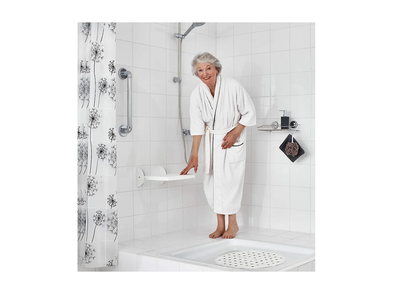 Siège de douche rabattable Eco Blanc