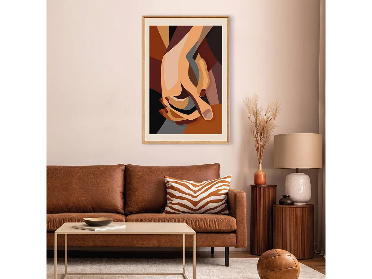 Tableau mural encadré mains enlacées 65x97 cm