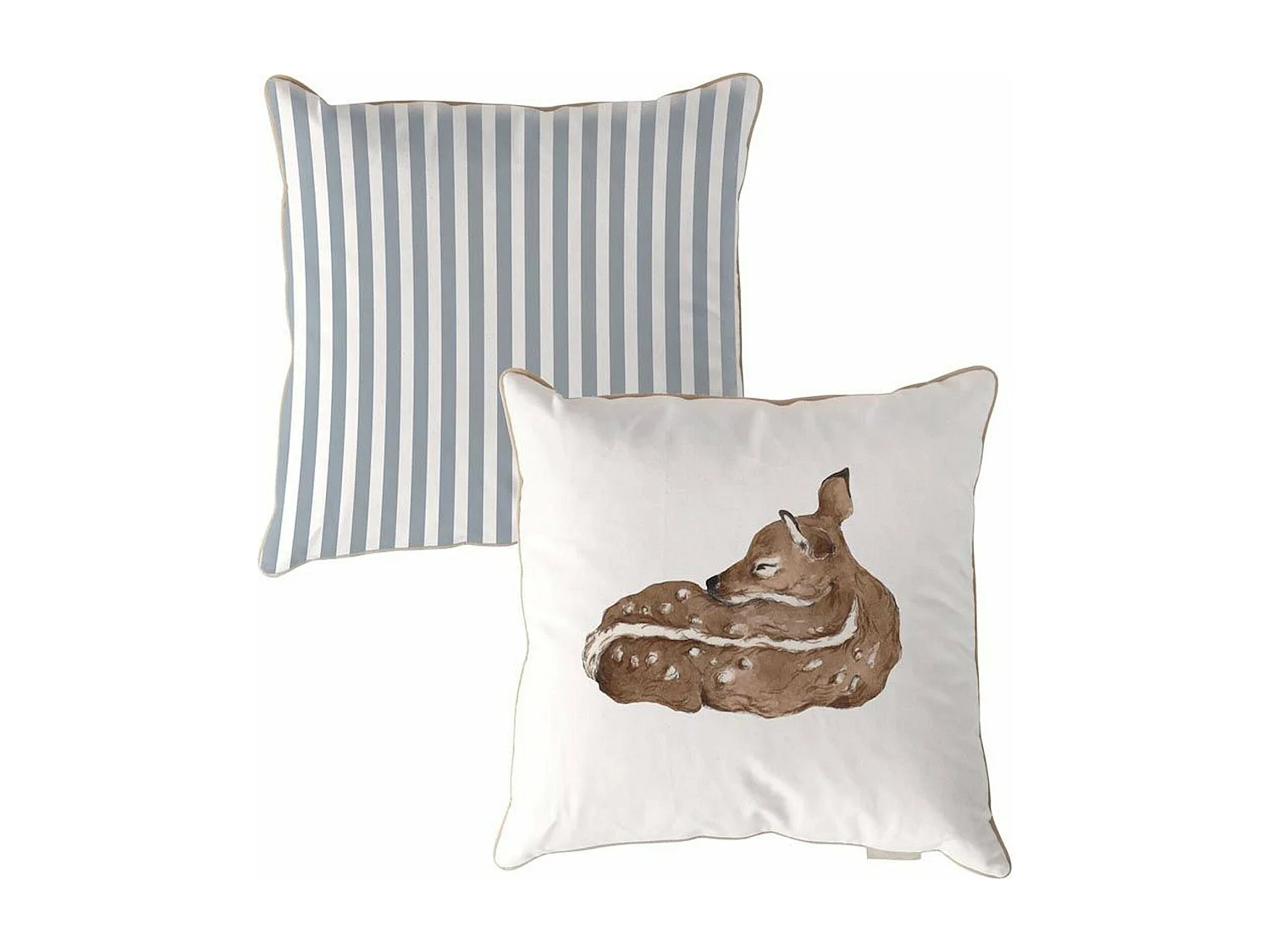 Coussin Cerf rayures bleu