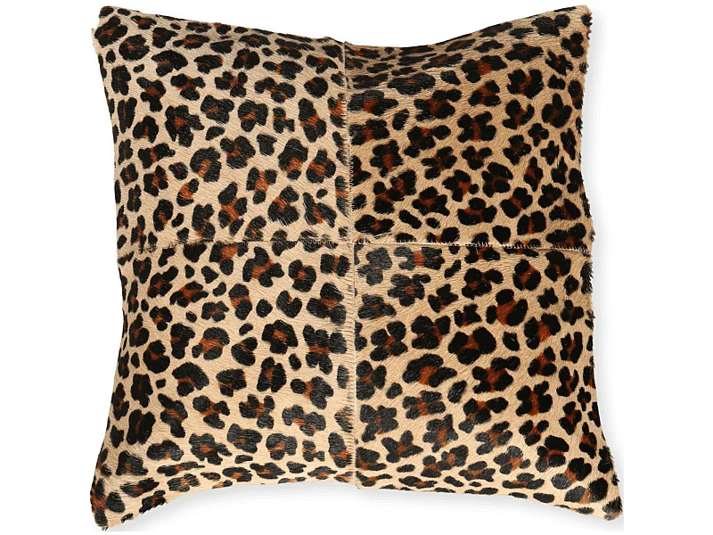 Coussin patchwork léopard jaune noir