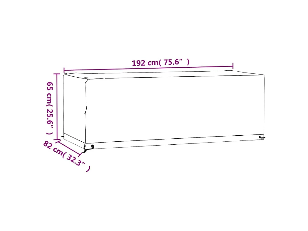 Housses salon de jardin 2pcs 8œillets 192x82x65cm rectangulaire