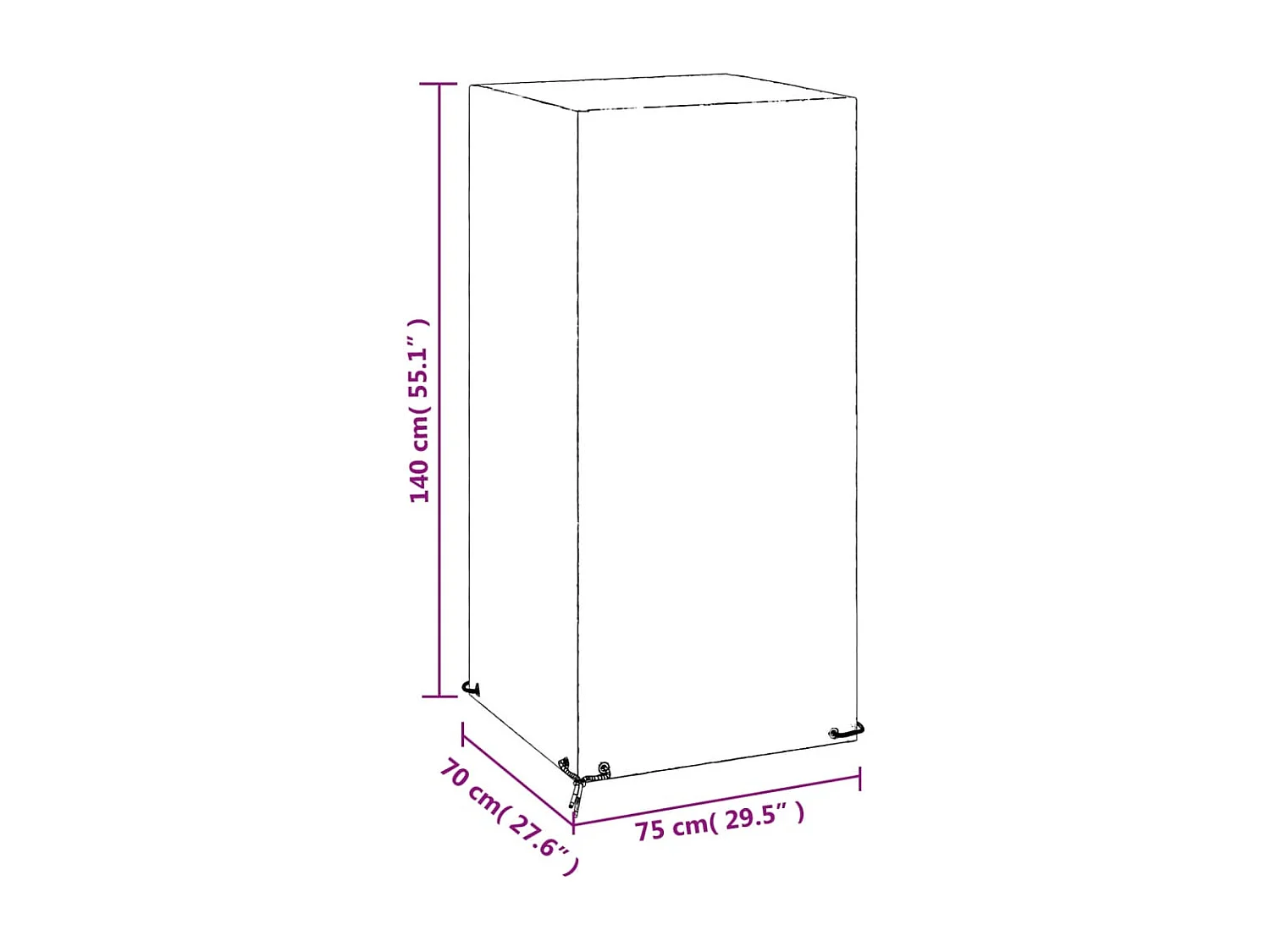 Abdeckung für Gartenstuhl 8 Ösen 75x70x140 cm Polyethylen