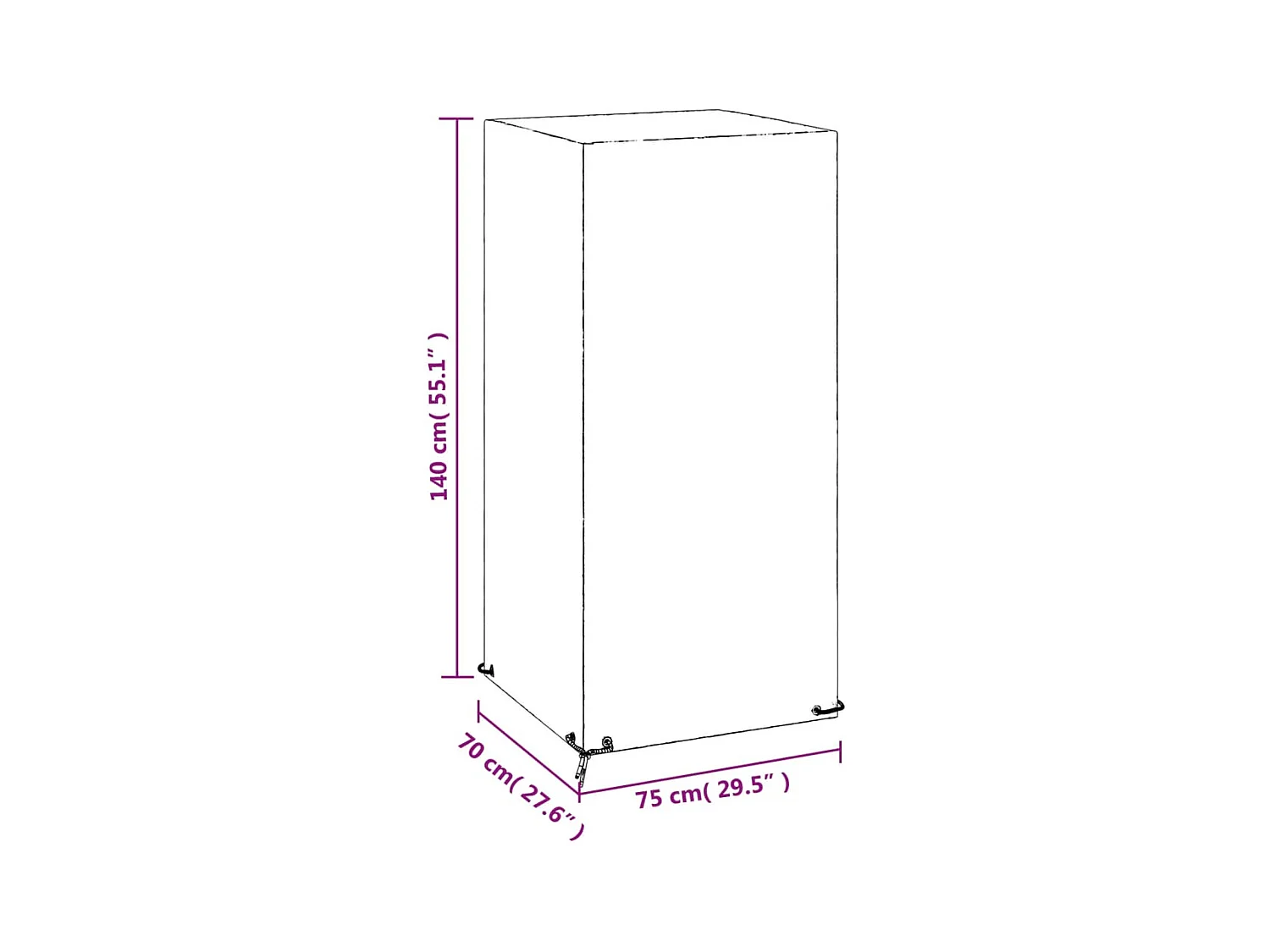 Abdeckung für Gartenstuhl 8 Ösen 75x70x140 cm Polyethylen
