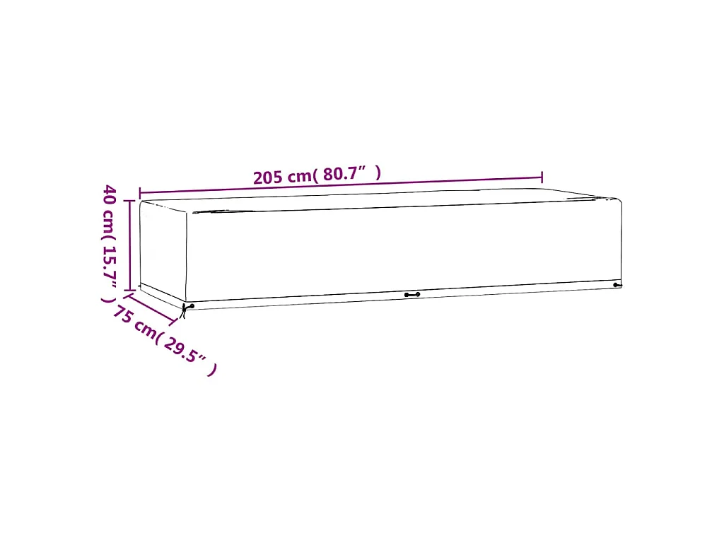 Ligbedhoes met 12 oogjes 205x75x40 cm polyetheen