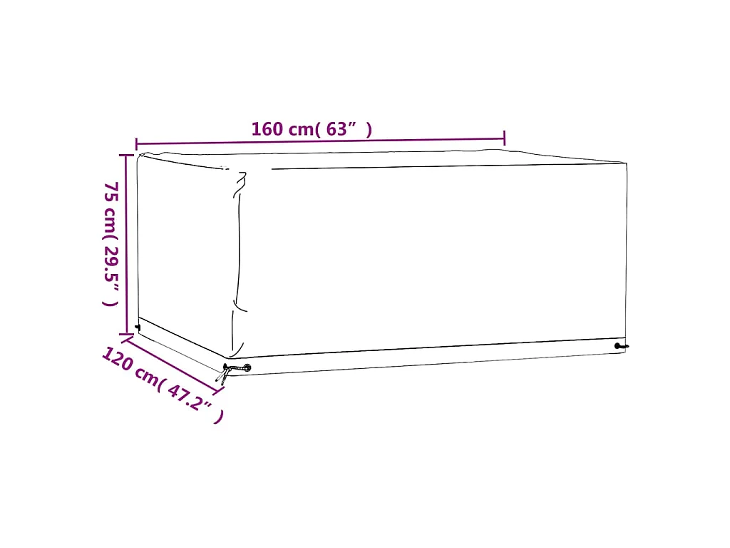 Housses salon de jardin2pcs 8œillets 160x120x75cm rectangulaire