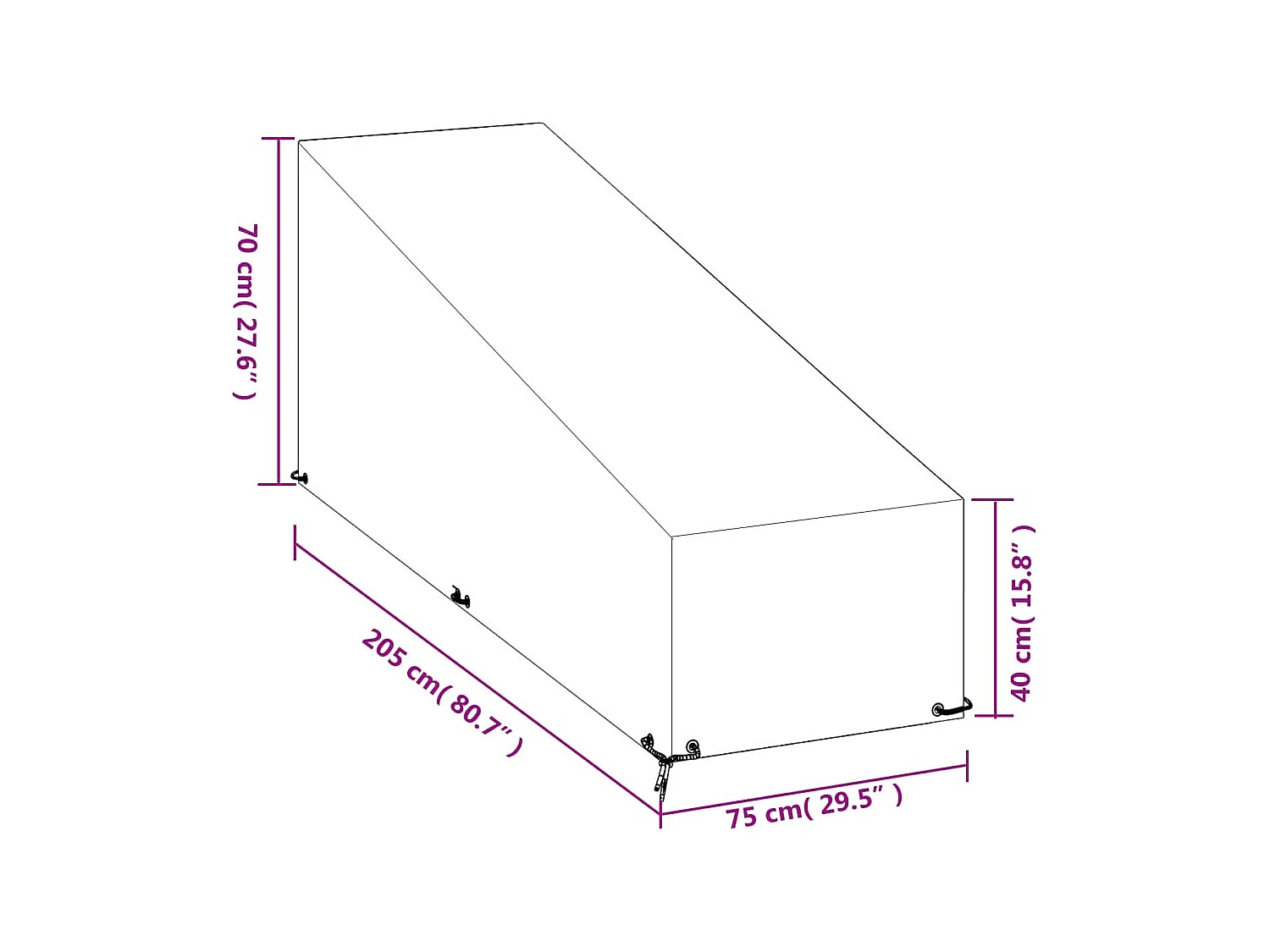 Funda para tumbona 12 ojales polietileno 205x75x40/70 cm