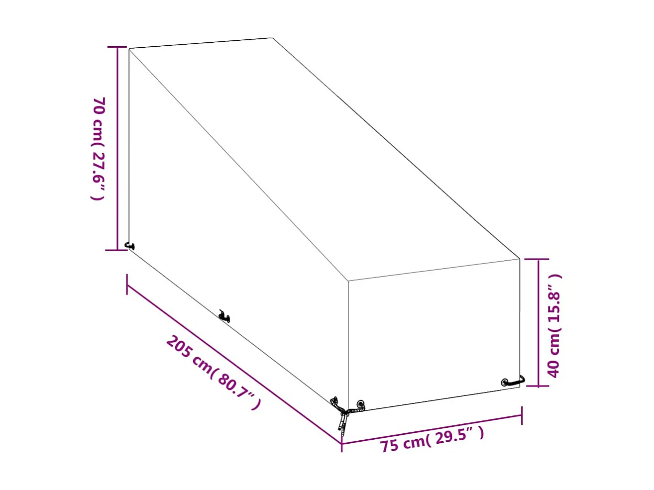 Funda para tumbona 12 ojales polietileno 205x75x40/70 cm