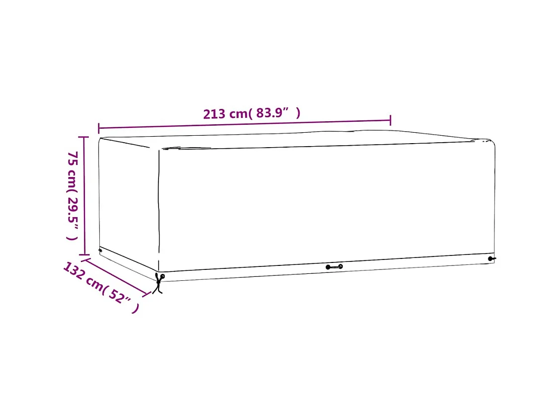 Housse de salon de jardin 12 œillets 213x132x75cm rectangulaire