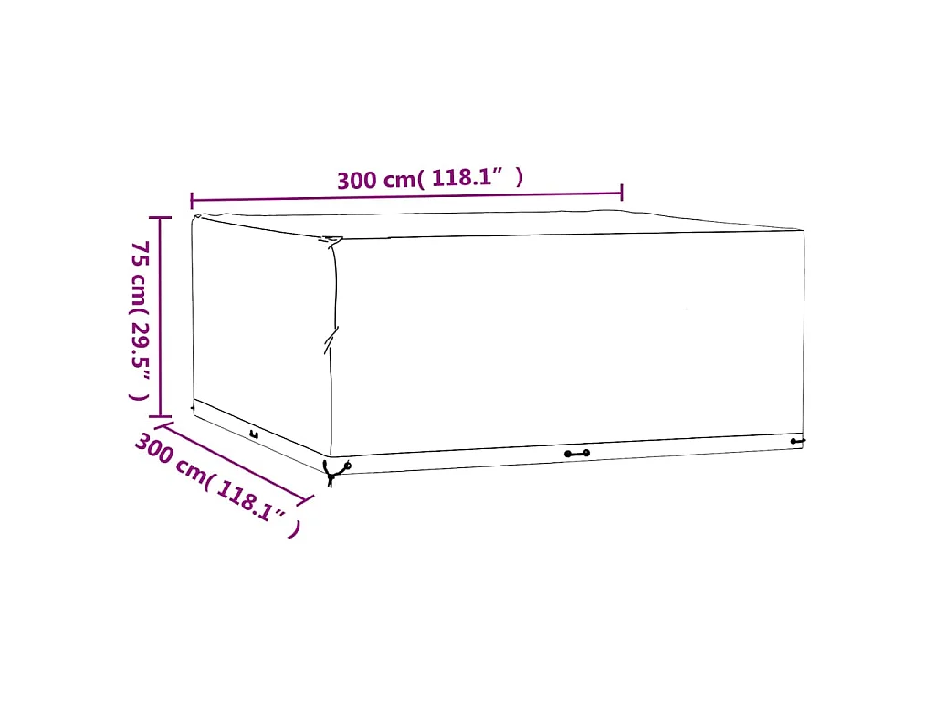 Housses de salon de jardin 2 pcs 16 œillets 300x300x75 cm carré