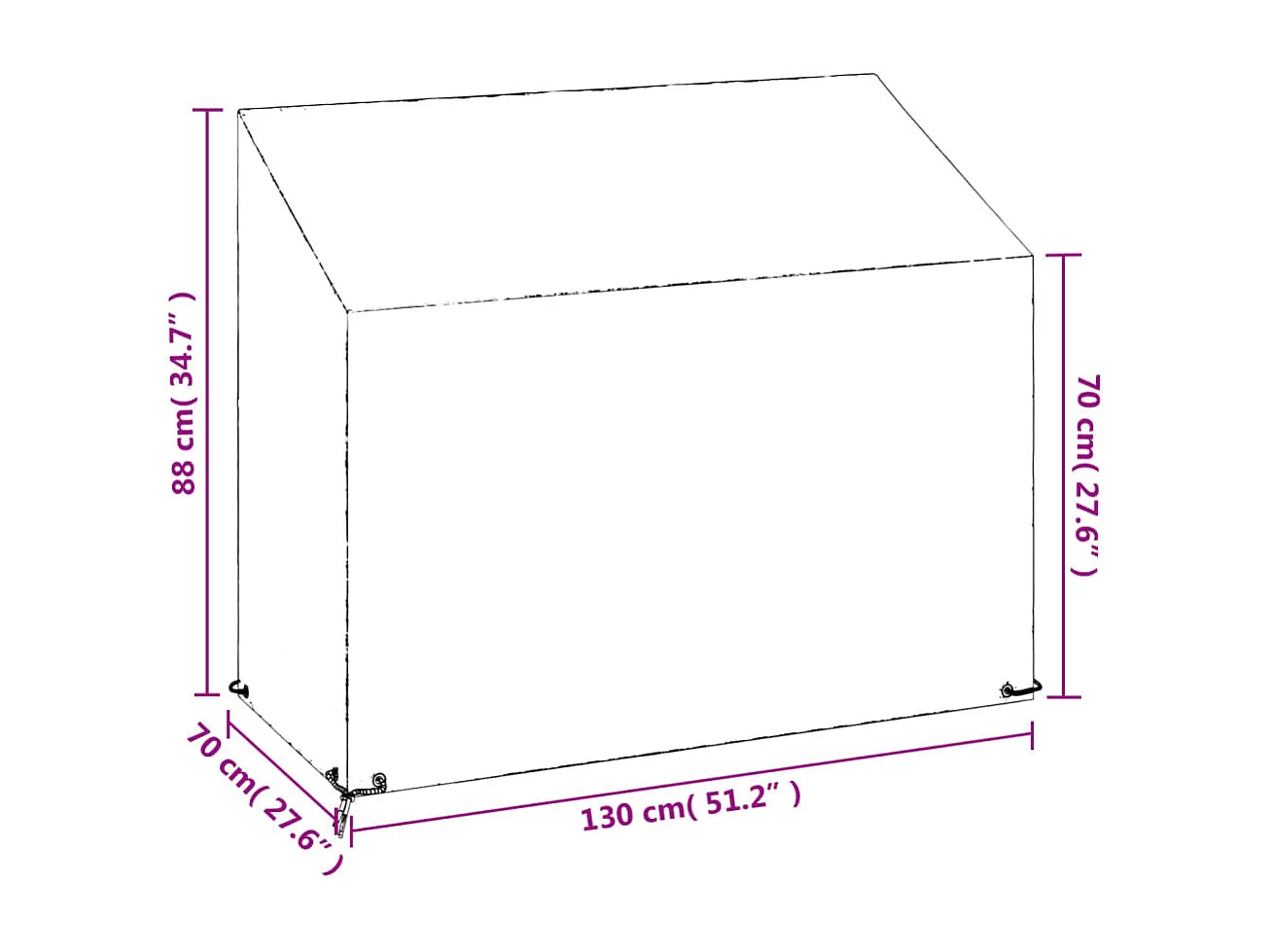 Housses de banc de jardin 2 pcs 8 œillets 130x70x70/88 cm PE