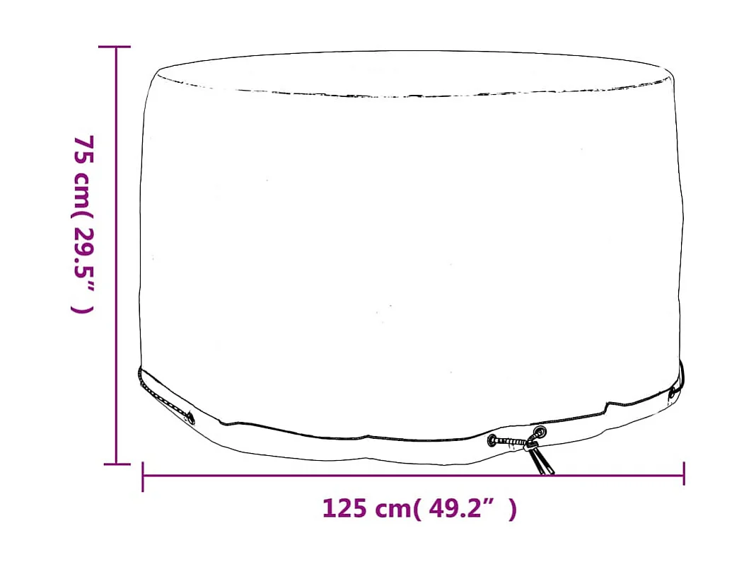 Housse pour meubles de jardin 6 œillets Ø125x75 cm rond