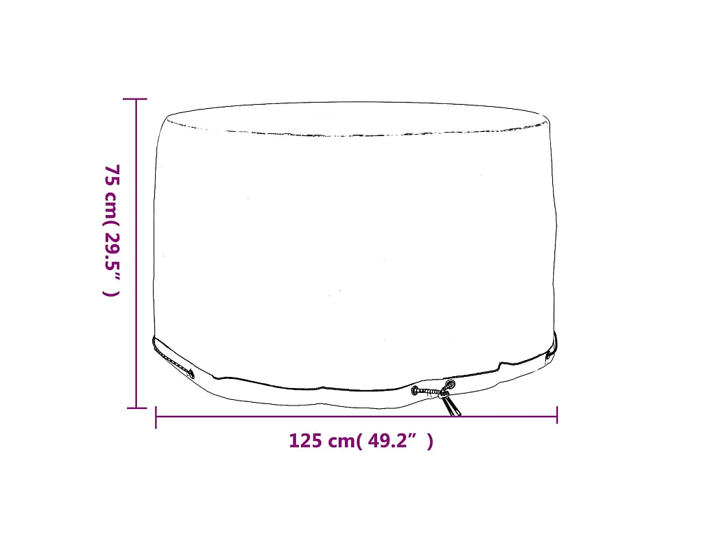 Housse pour meubles de jardin 6 œillets Ø125x75 cm rond