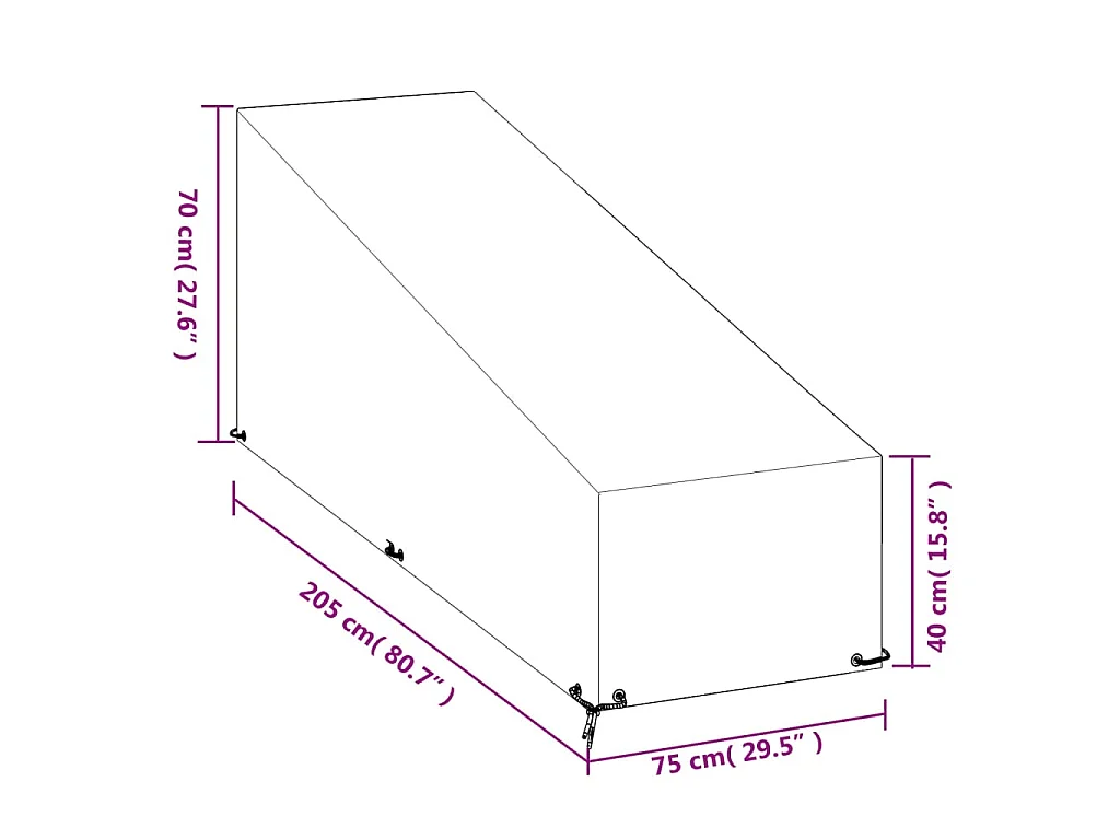 Ligbedhoezen 2 st met 12 oogjes 205x75x40/70 cm polyetheen