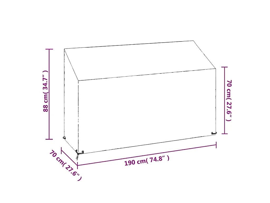 Housses de banc de jardin 2 pcs 8 œillets 190x70x70/88 cm PE