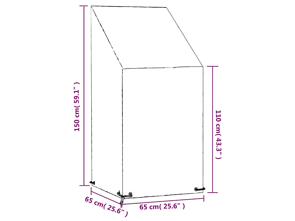 Housse de chaise de jardin 8 œillets 65x65x110/150 cm PE