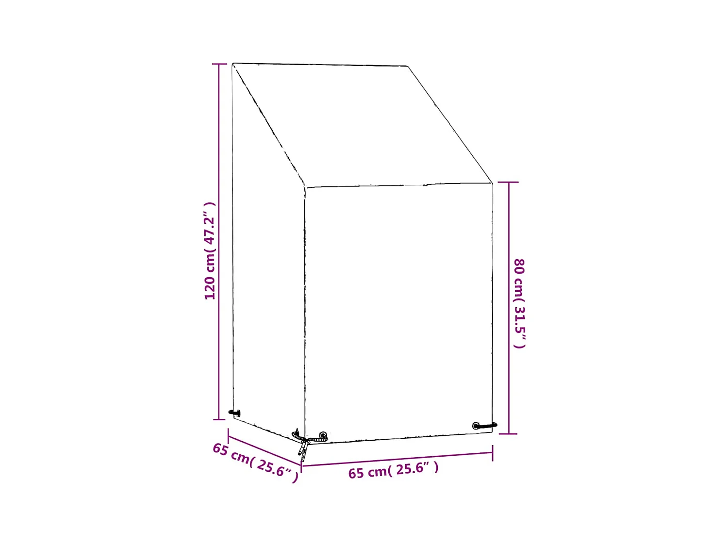 Housse de chaise de jardin 8 œillets 65x65x80/120 cm PE