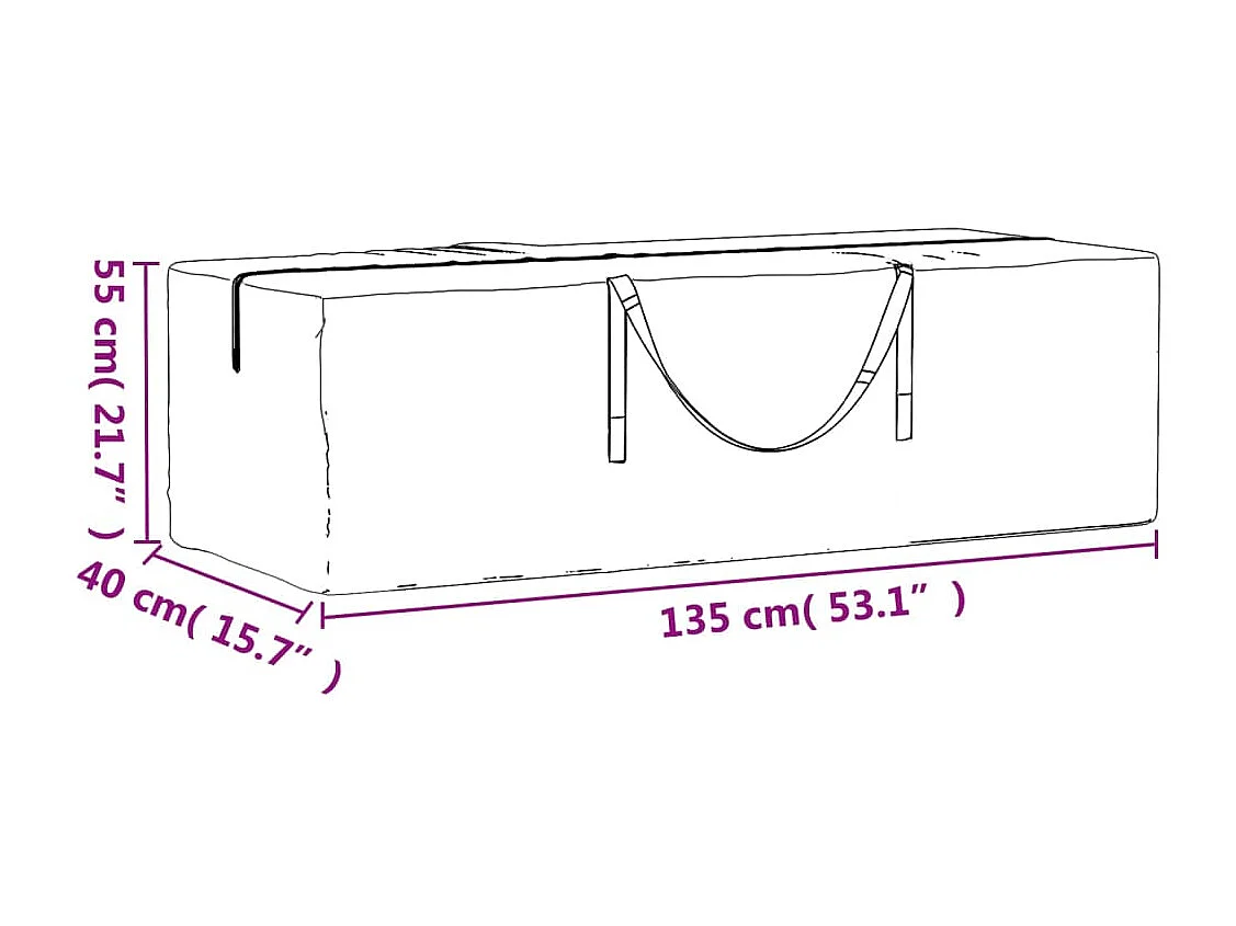 Opbergtas voor kerstbomen 135x40x55 cm polyetheen zwart