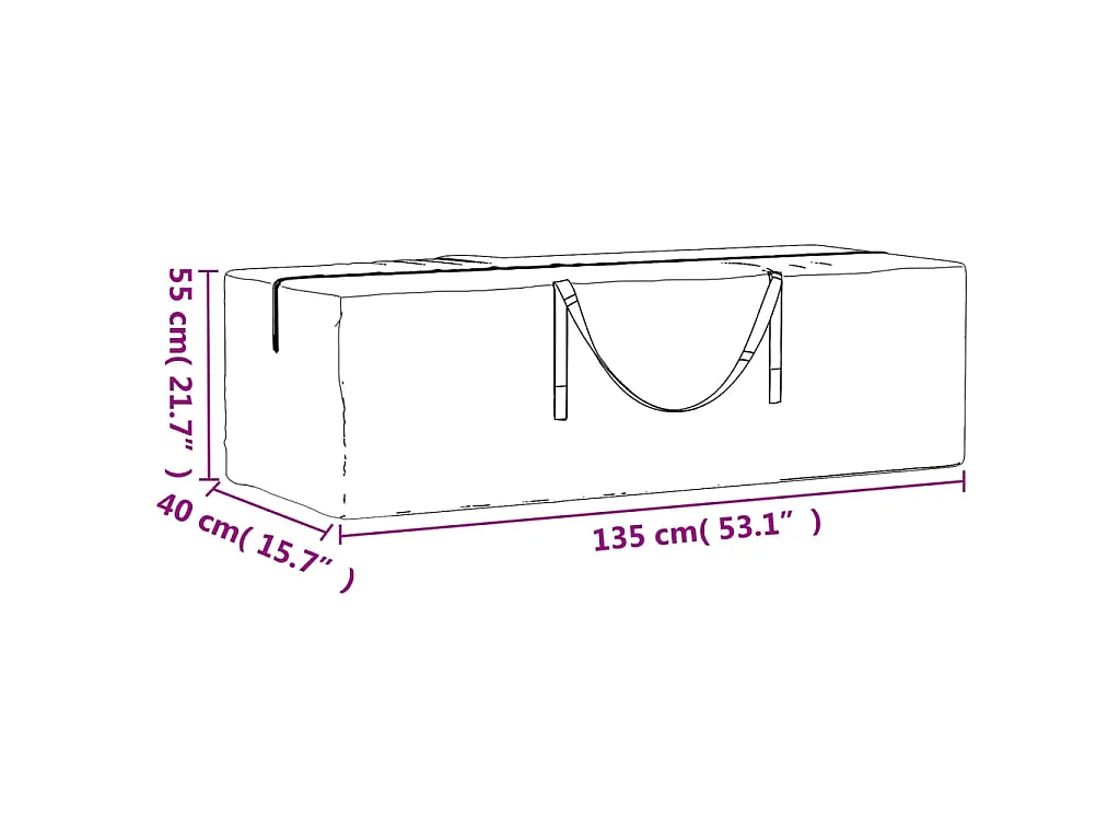 Sac de rangement pour sapin de Noël noir 135x40x55 cm PE
