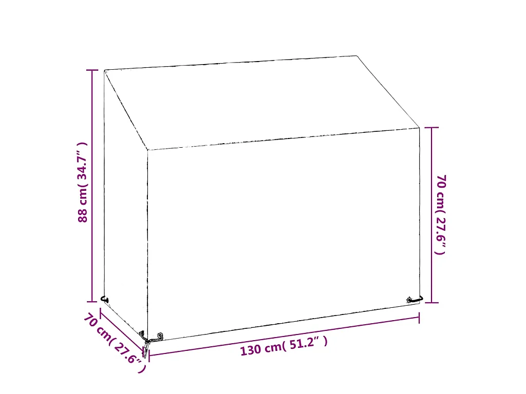 Tuinbankhoes met 8 oogjes 130x70x70/88 cm polyetheen