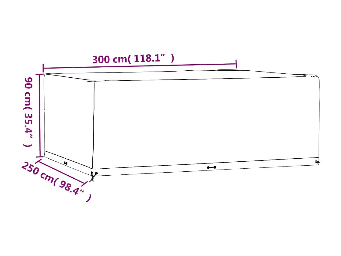 Gartenmöbel-Abdeckung 16 Ösen 300x250x90 cm Rechteckig