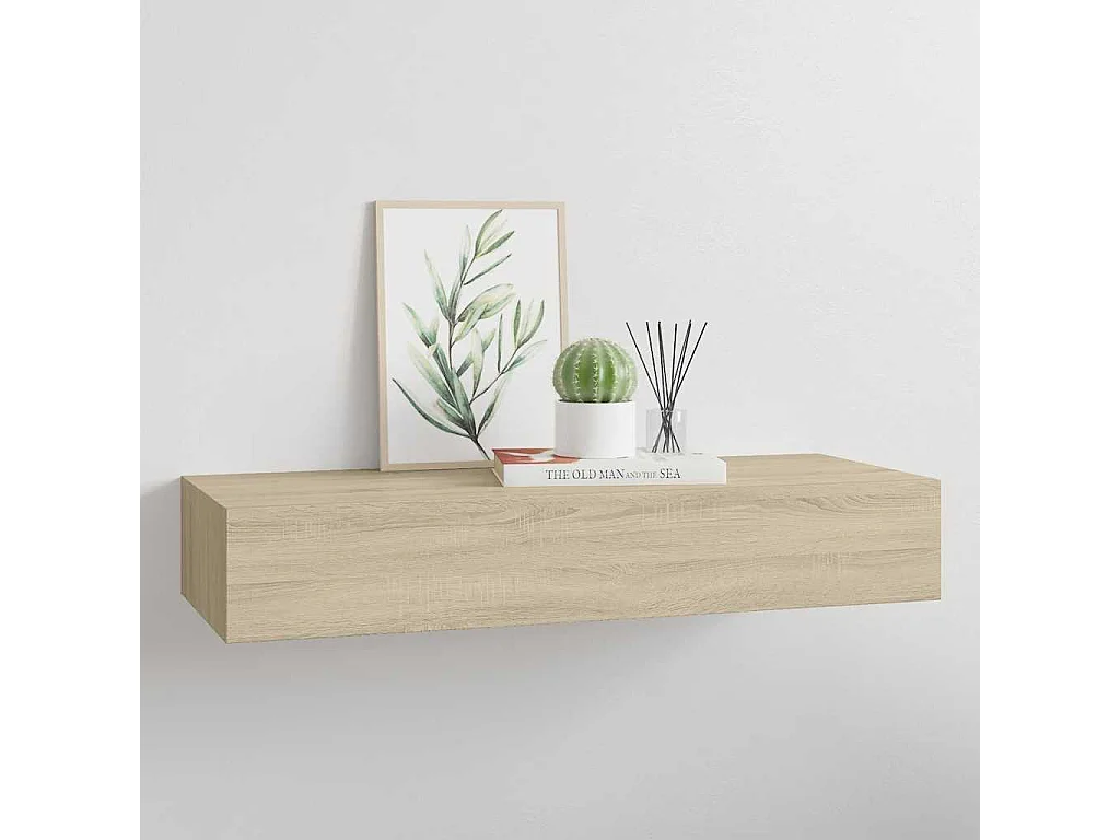 Wandregal mit Schublade Eichen-Optik 60x23,5x10 cm MDF