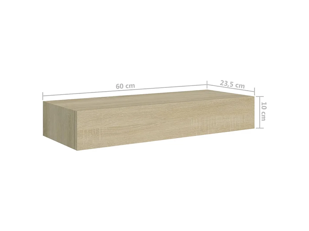 Wandregal mit Schublade Eichen-Optik 60x23,5x10 cm MDF