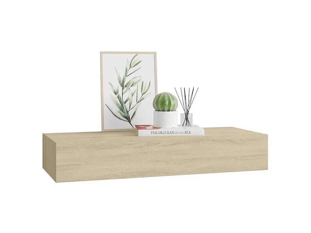 Étagère à tiroir murale chêne 60x23,5x10 cm MDF