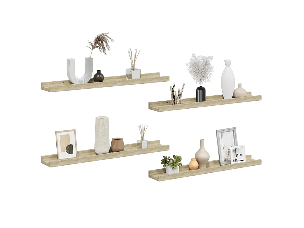 Wandschappen 4 st 60x9x3 cm sonoma eikenkleurig
