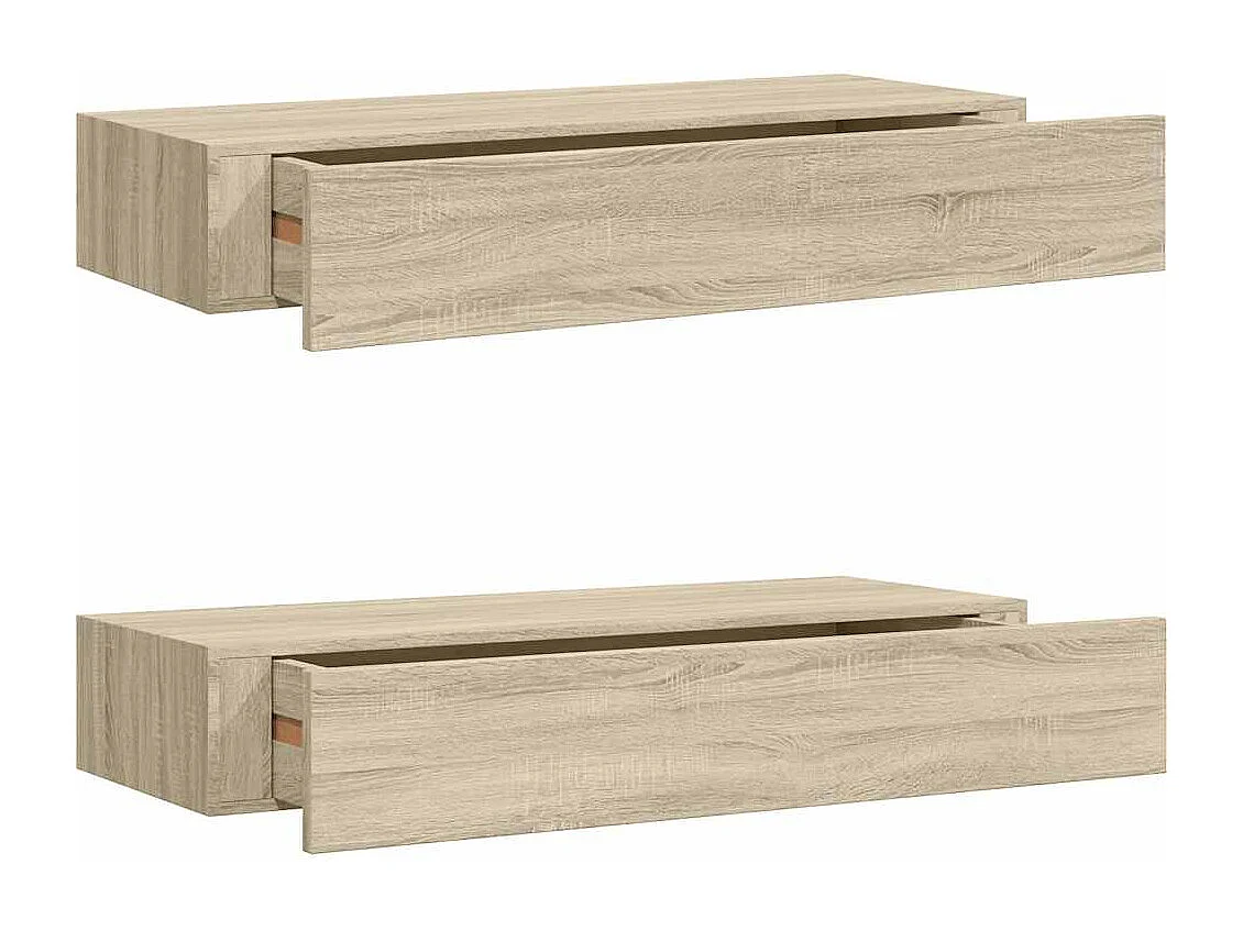 viaXL Wandschappen 2 st met lade 60x23,5x10 cm MDF eikenkleurig
