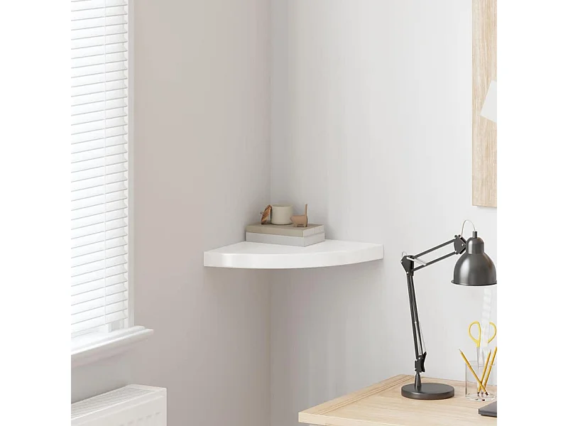 Hoekschap zwevend 35x35x3,8 cm MDF hoogglans wit