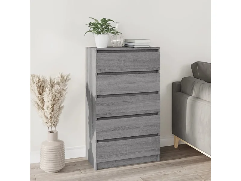 Ladekast 60x36x103 cm bewerkt hout grijs sonoma eikenkleurig