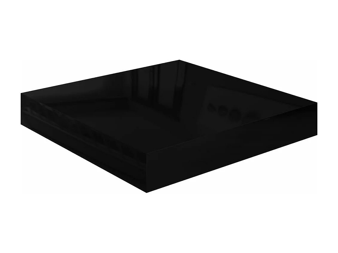 Étagère murale flottante 4 pcs Noir brillant 23x23,5x3,8 cm MDF