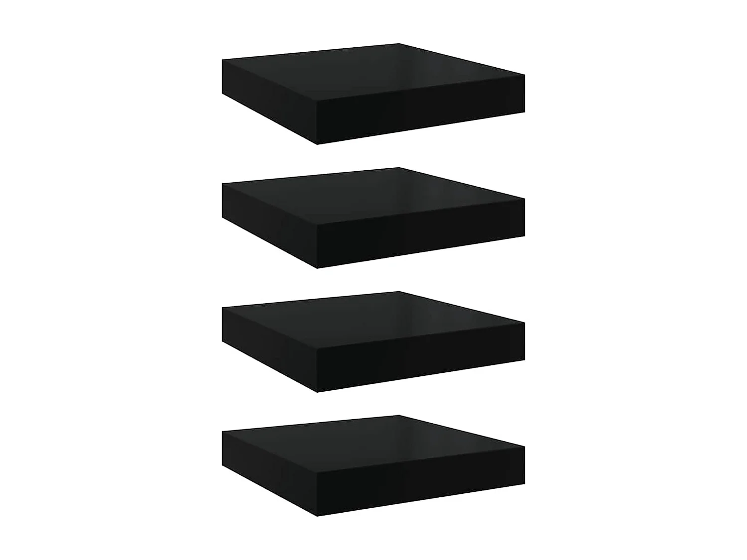 Étagère murale flottante 4 pcs Noir brillant 23x23,5x3,8 cm MDF