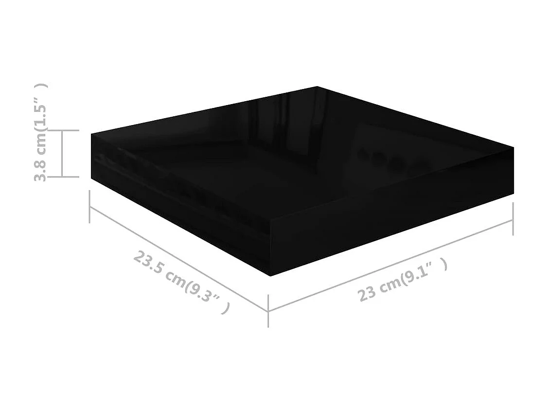 Étagère murale flottante 4 pcs Noir brillant 23x23,5x3,8 cm MDF