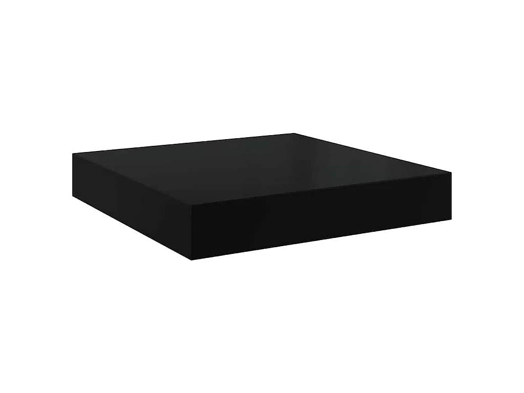Estante flotante de pared 4 uds MDF negro brillo 23x23,5x3,8cm