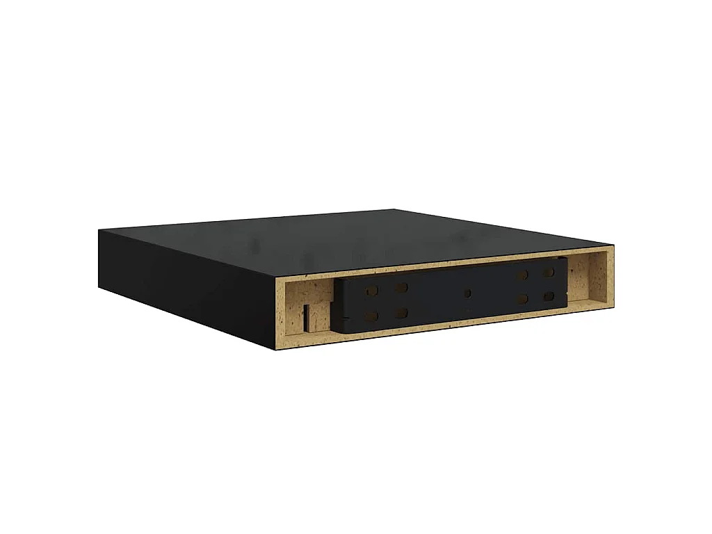 Estante flotante de pared 4 uds MDF negro brillo 23x23,5x3,8cm