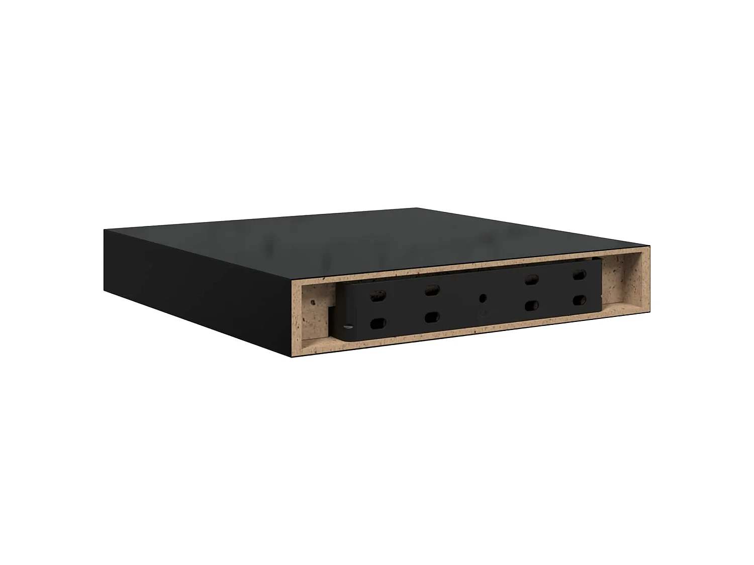 Wandschappen zwevend 4 st 23x23,5x3,8 cm MDF hoogglans zwart