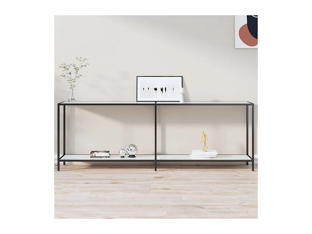 Table console Blanc 220x35x75,5 cm Verre trempé