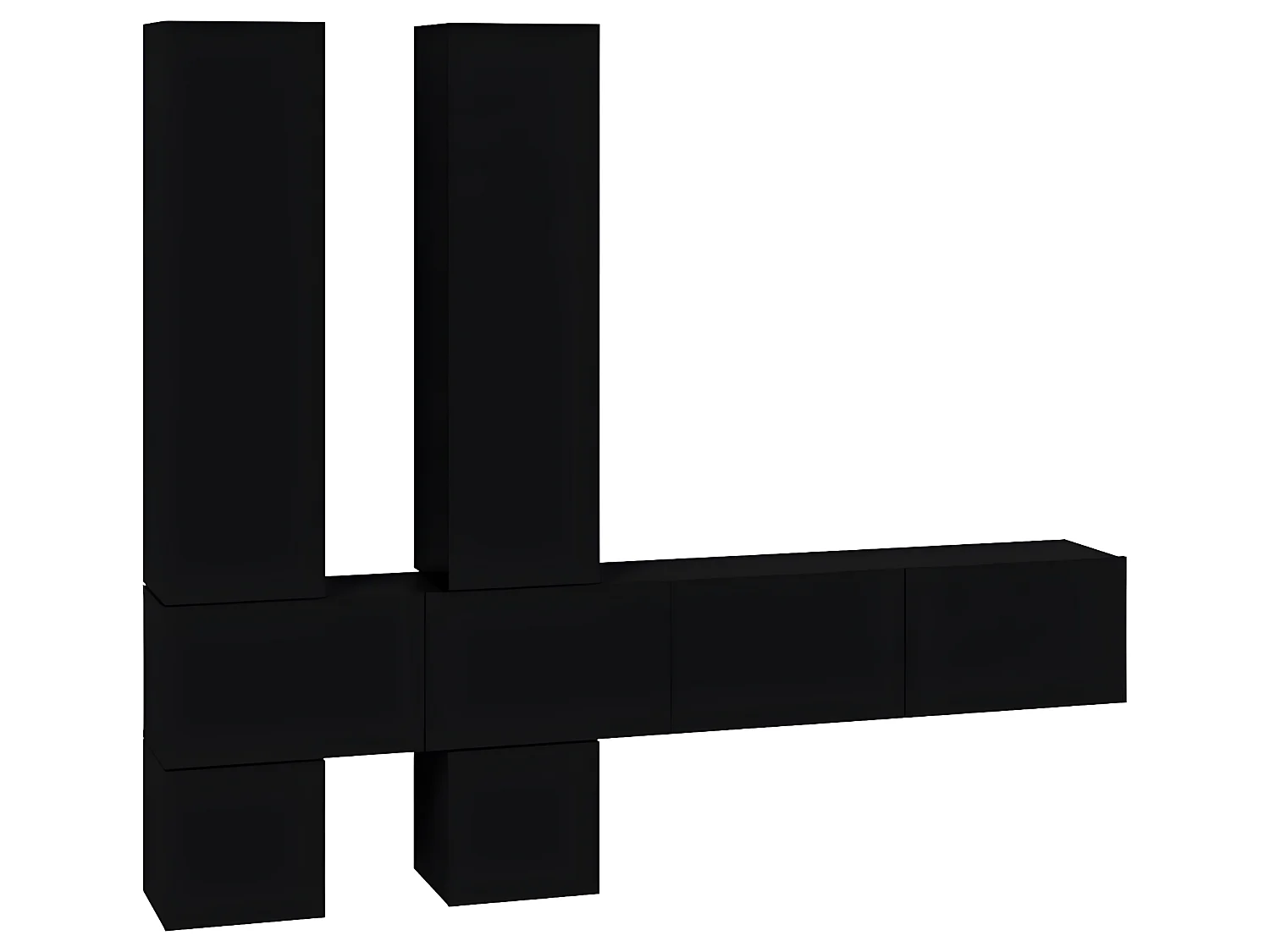 Meuble TV mural Noir Bois d'ingénierie