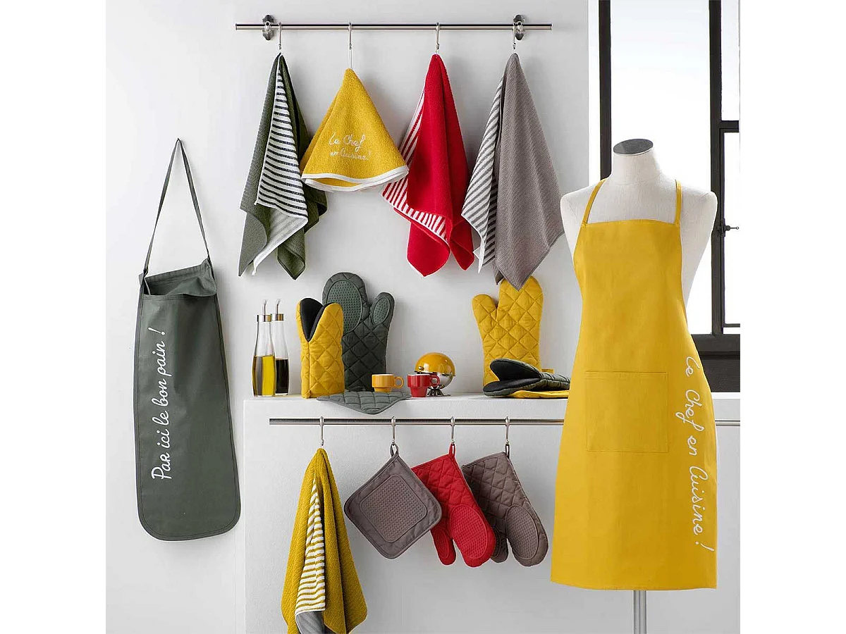 Lot de 3 Torchons Microfibre "Cuistot" 40x40cm Jaune