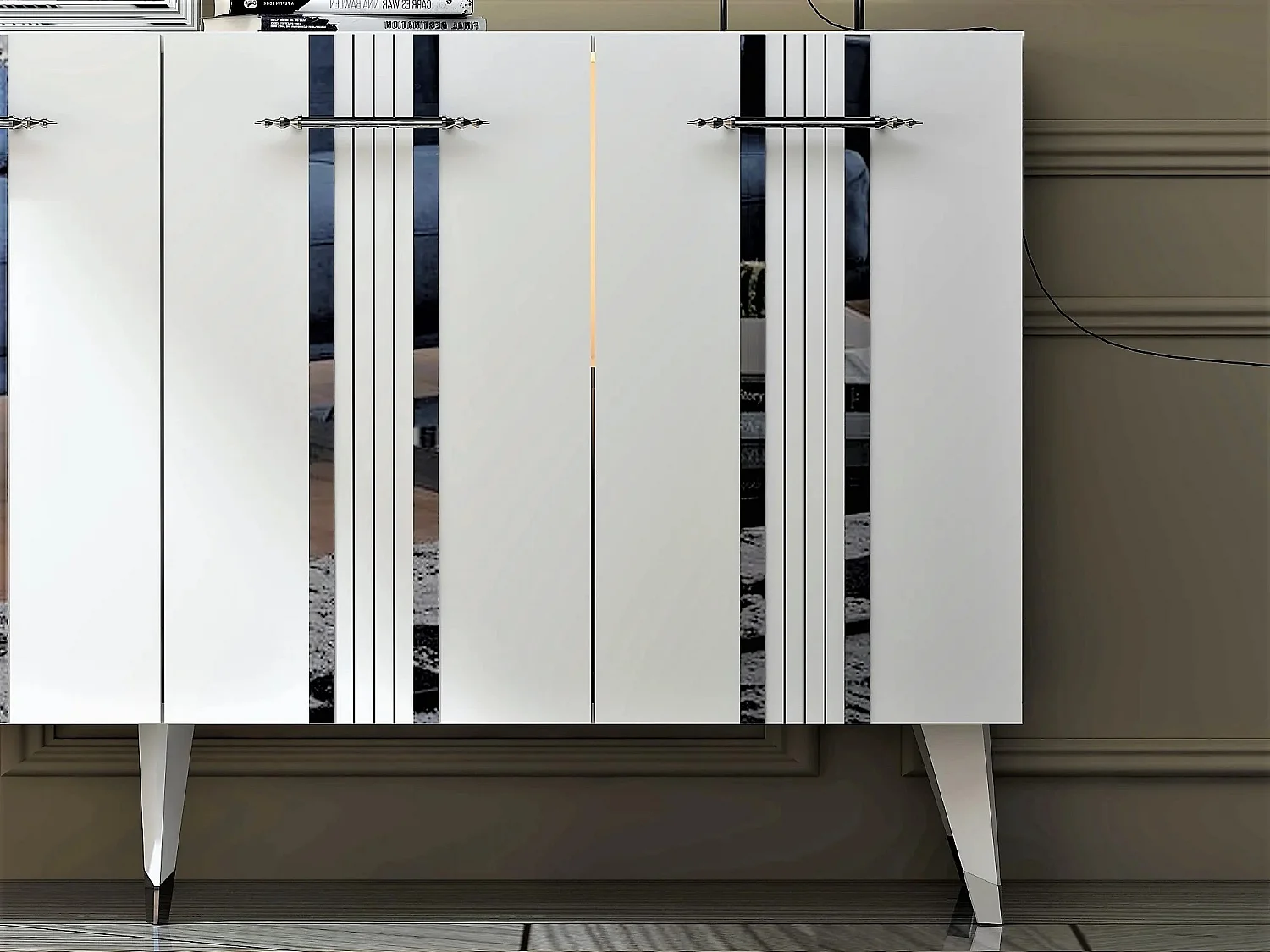 Aparador Asel Blanco Plata 150x40x80 cm