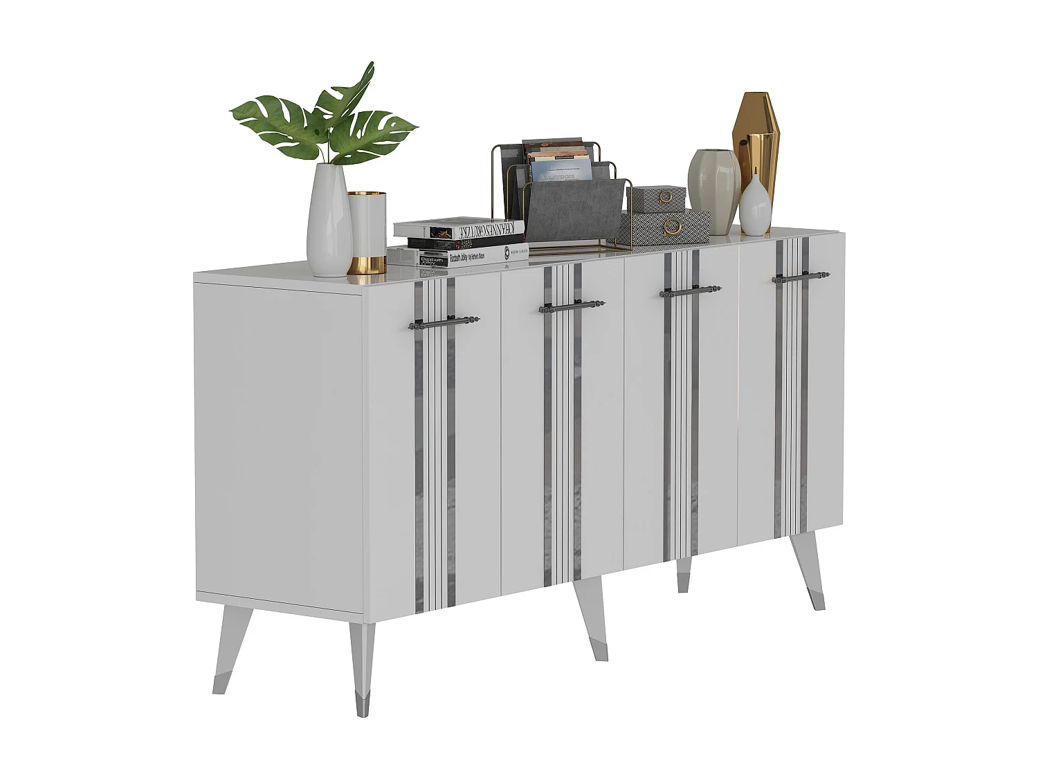 Aparador Asel Blanco Plata 150x40x80 cm