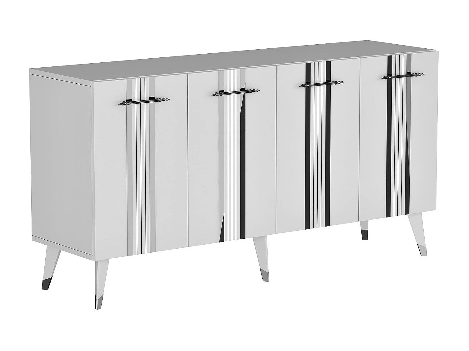 Aparador – 150 cm x 80 cm x 40 cm – Branco e Prata – Melamina