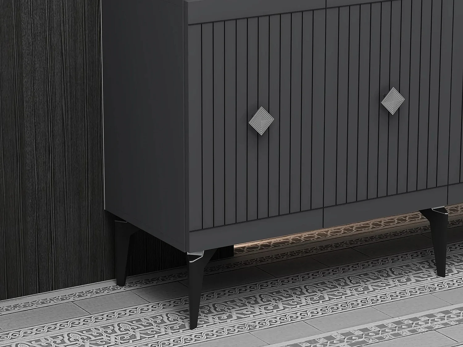 Aparador Midas Antracita Plata 150x40x79 cm