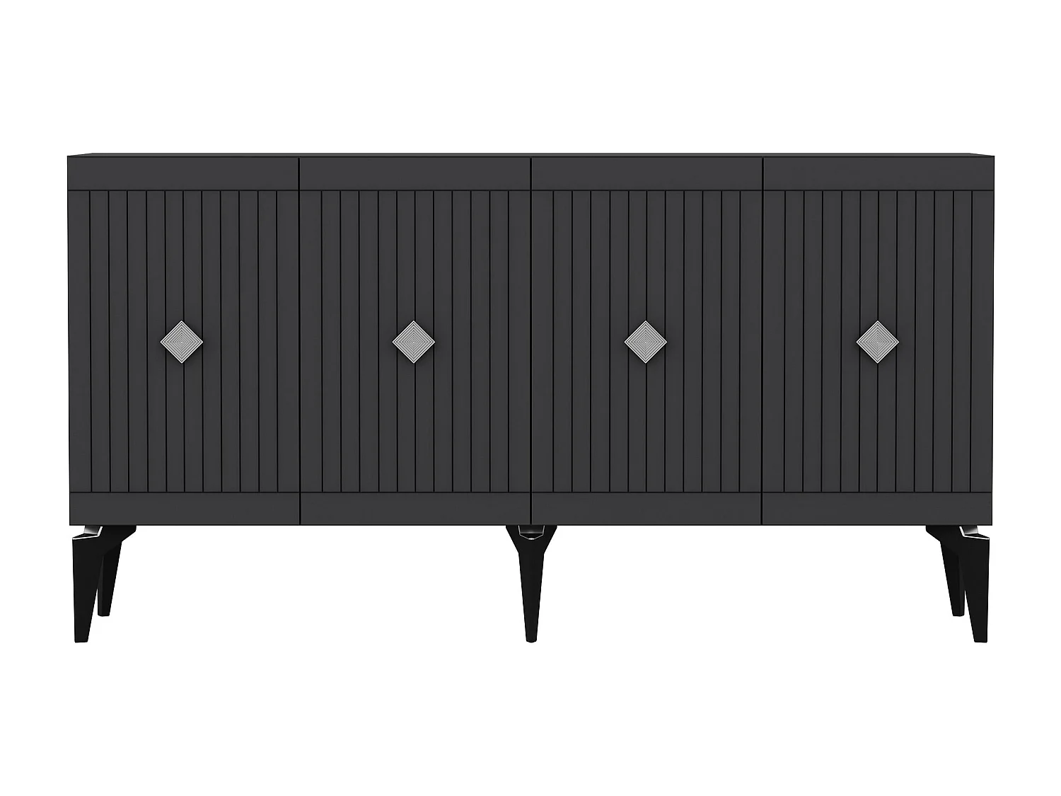 Aparador – 150 x 79 x 40 cm – Antracite e Prata – Painel de Partículas