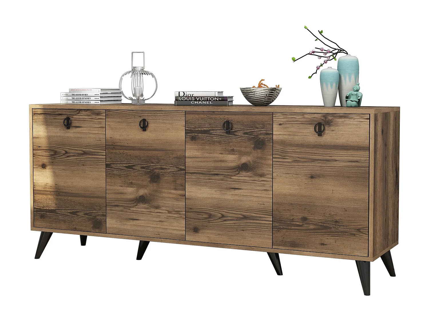 Aparador Elite 1616 color nogal 180x45x80 cm