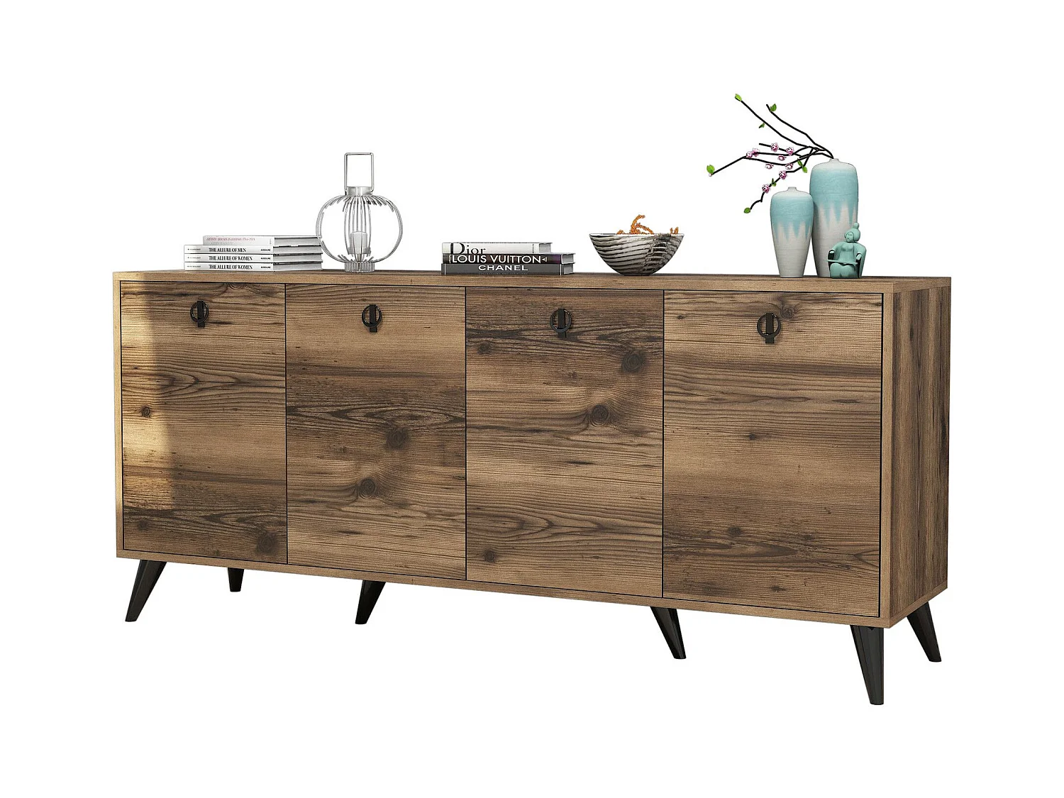 Buffet bas 4 tiroirs Bergerat 180cm Bois foncé