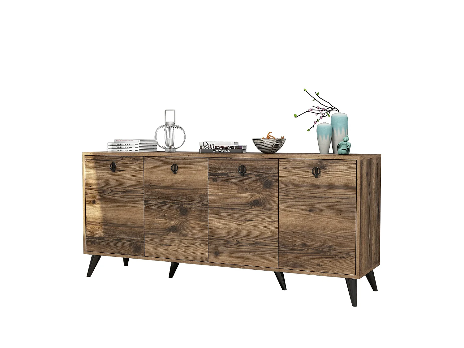 Buffet bas 4 tiroirs Bergerat 180cm Bois foncé