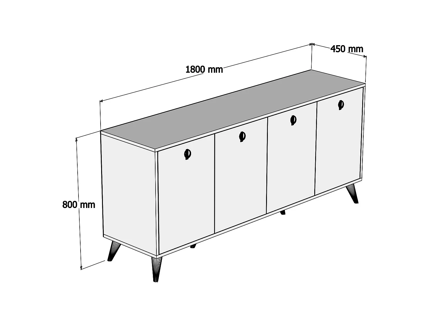Buffet bas 4 tiroirs Bergerat 180cm Bois foncé