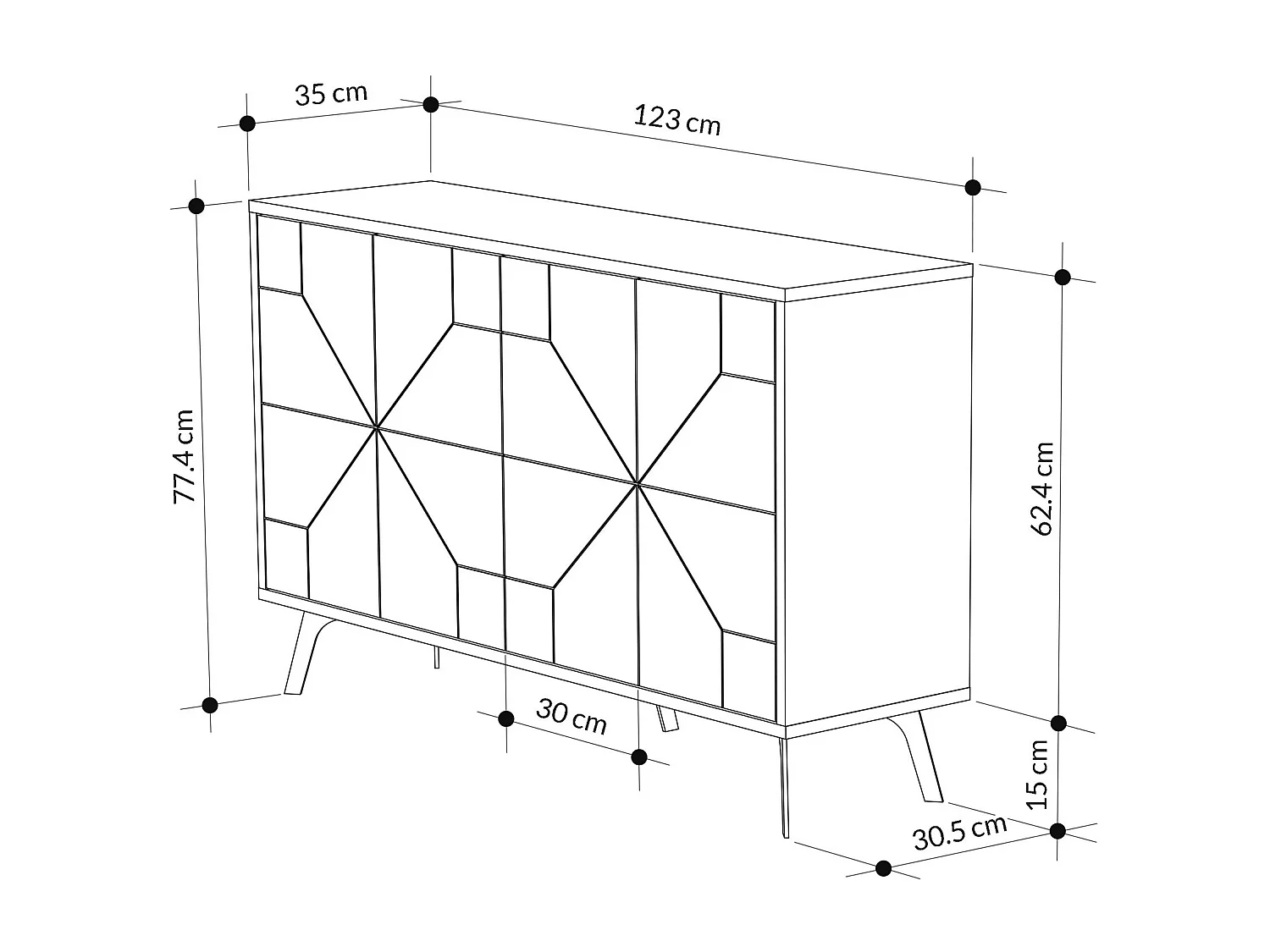 Aparador Dune bendir 123x35x77.4 cm